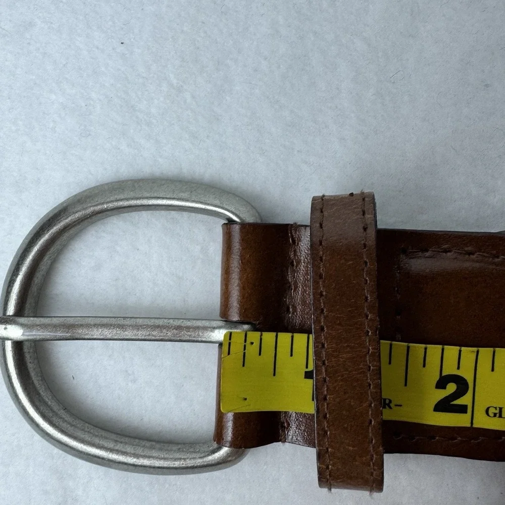 Vintage Faded Glory Woven Leather Belt 2X Silver Tine Buckle Brown Bohemian Y2K